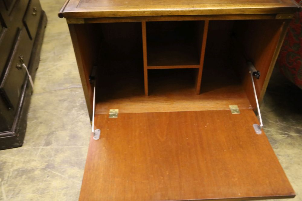 A military style mahogany and brass bound filing or record cabinet, width 69cm depth 43cm height 81cm